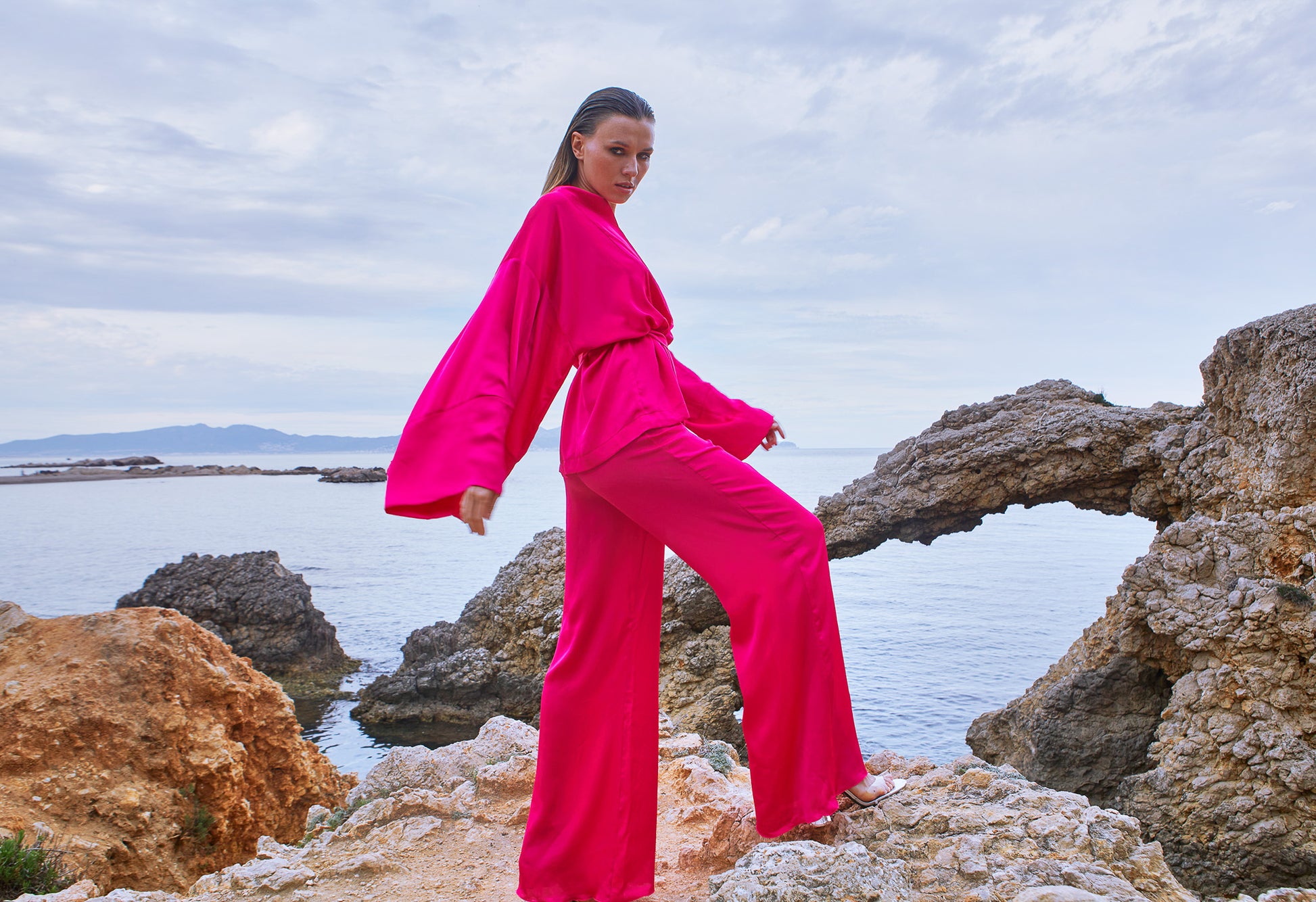 Short Jacket + Wide Leg Trouser Set